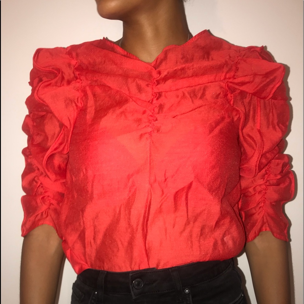 Shimmery sheer red T-shirt